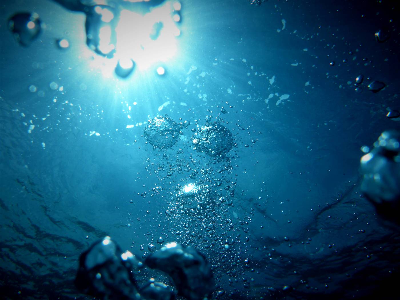 water bubbles going upwards on a body of water sea picture