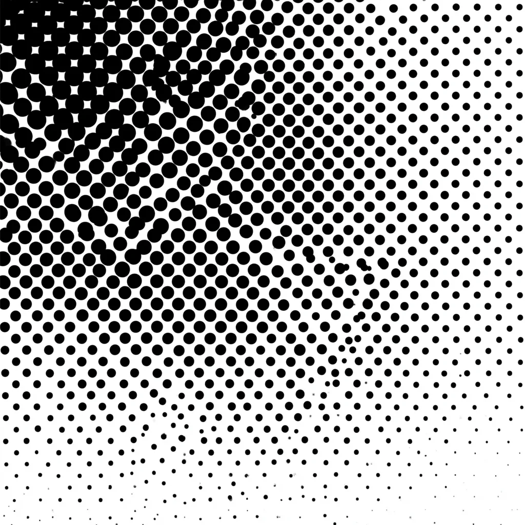 halftone texture black circular dots gradually changing in si
