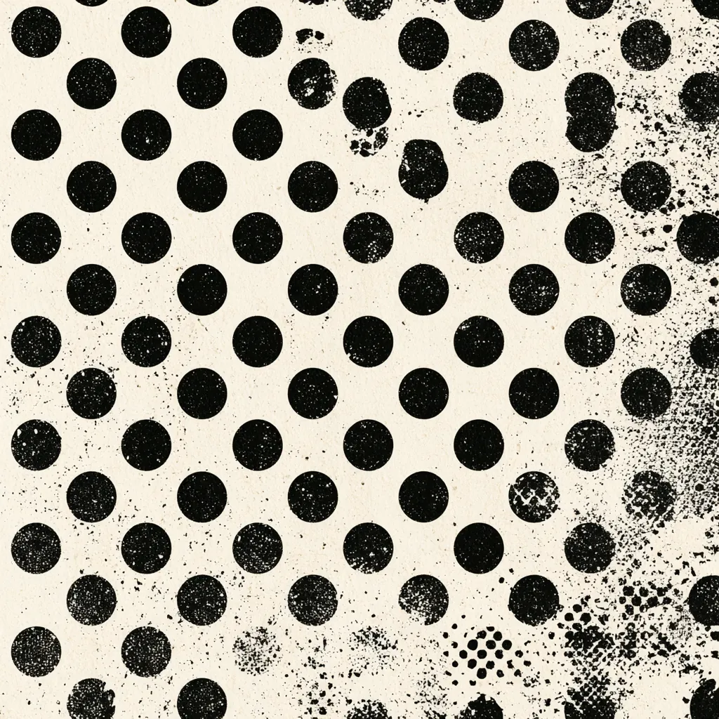 halftone texture coarse screen-print dots worn black ink retr