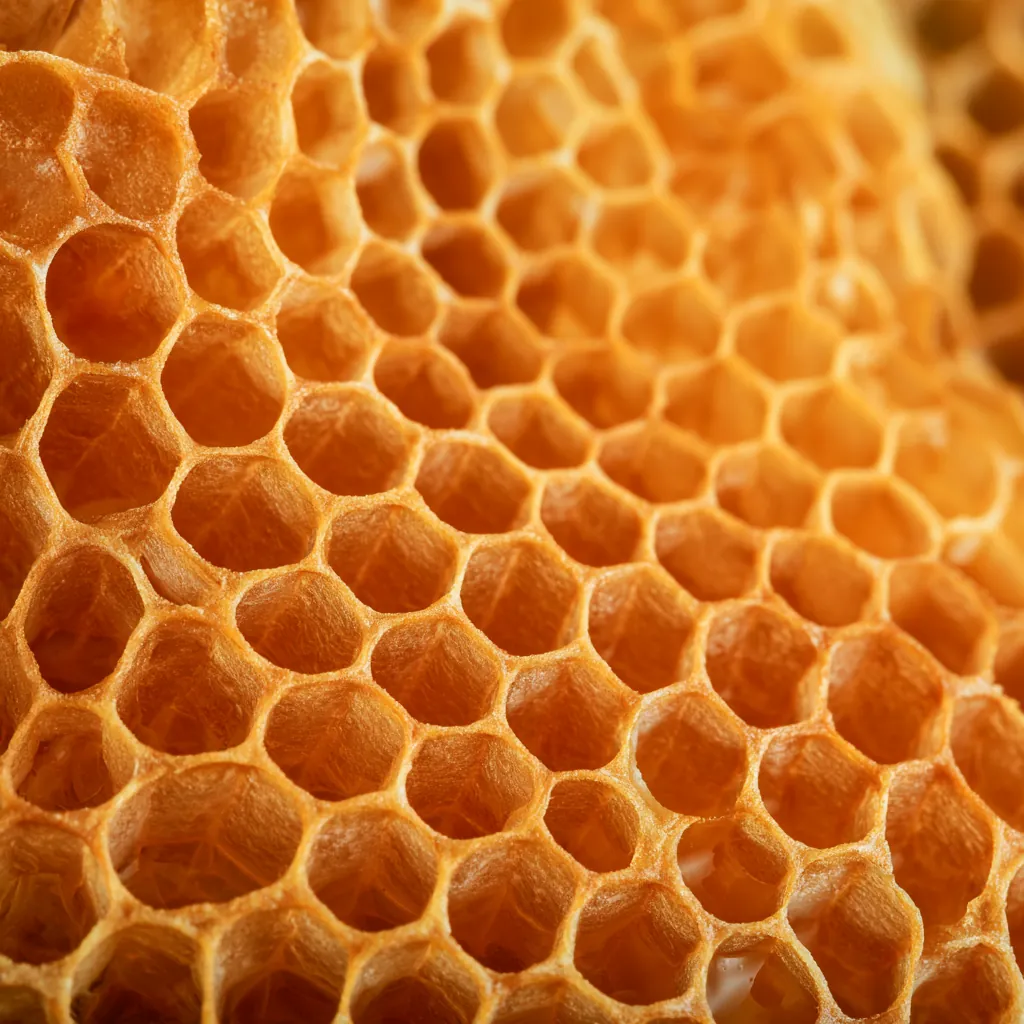 honeycomb texture geometric wax cell pattern warm golden colo