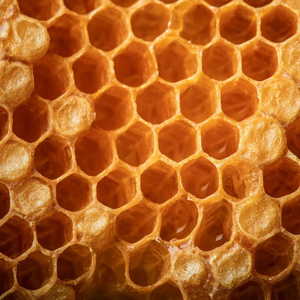 honeycomb texture geometric wax cell pattern warm golden colo