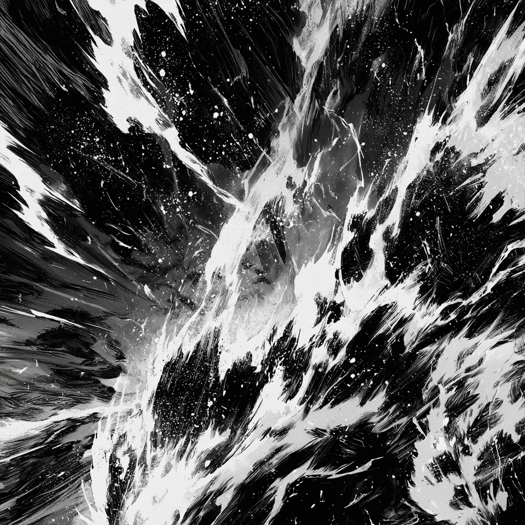 manga texture energetic hand-drawn action lines bold monochro