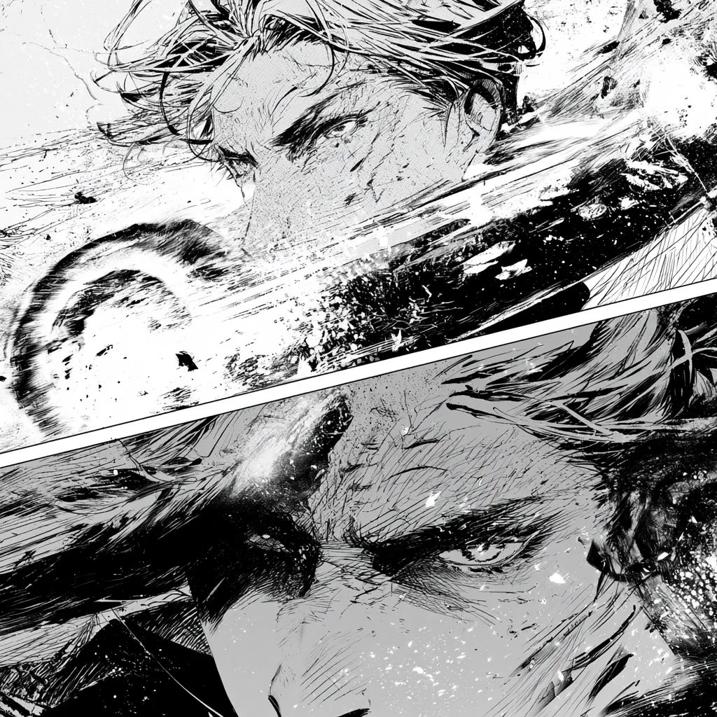 manga texture layered screentone and ink shading professional