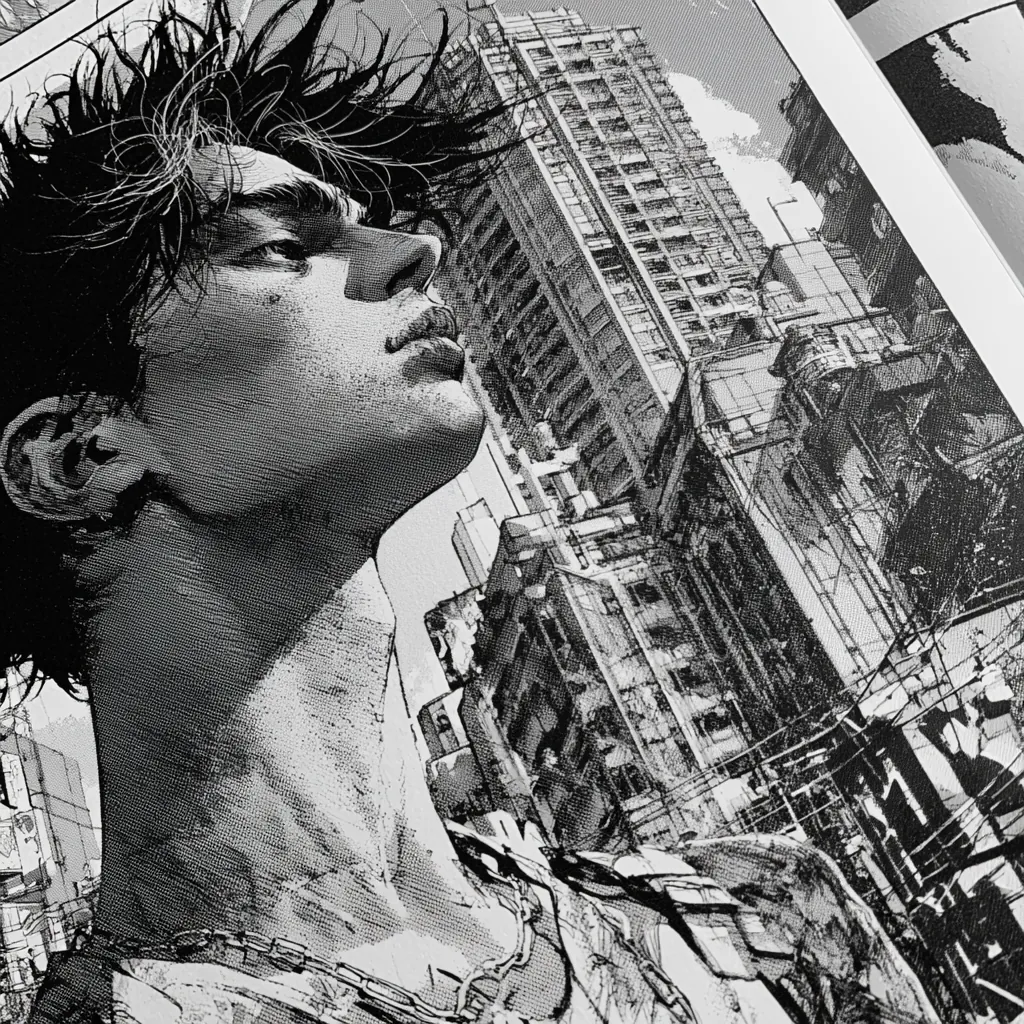 manga texture layered screentone and ink shading professional