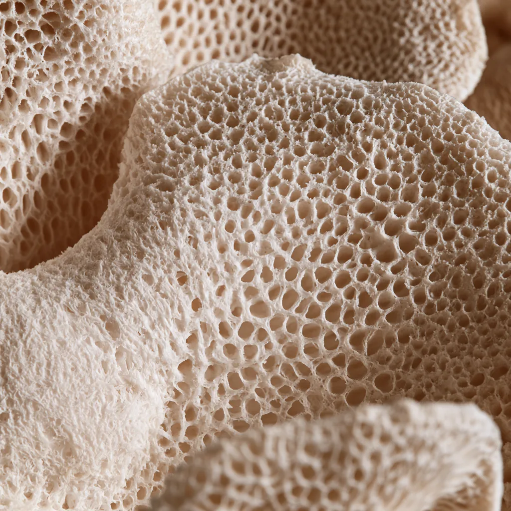 mushroom texture porous mushroom stem close-up fibrous creamy
