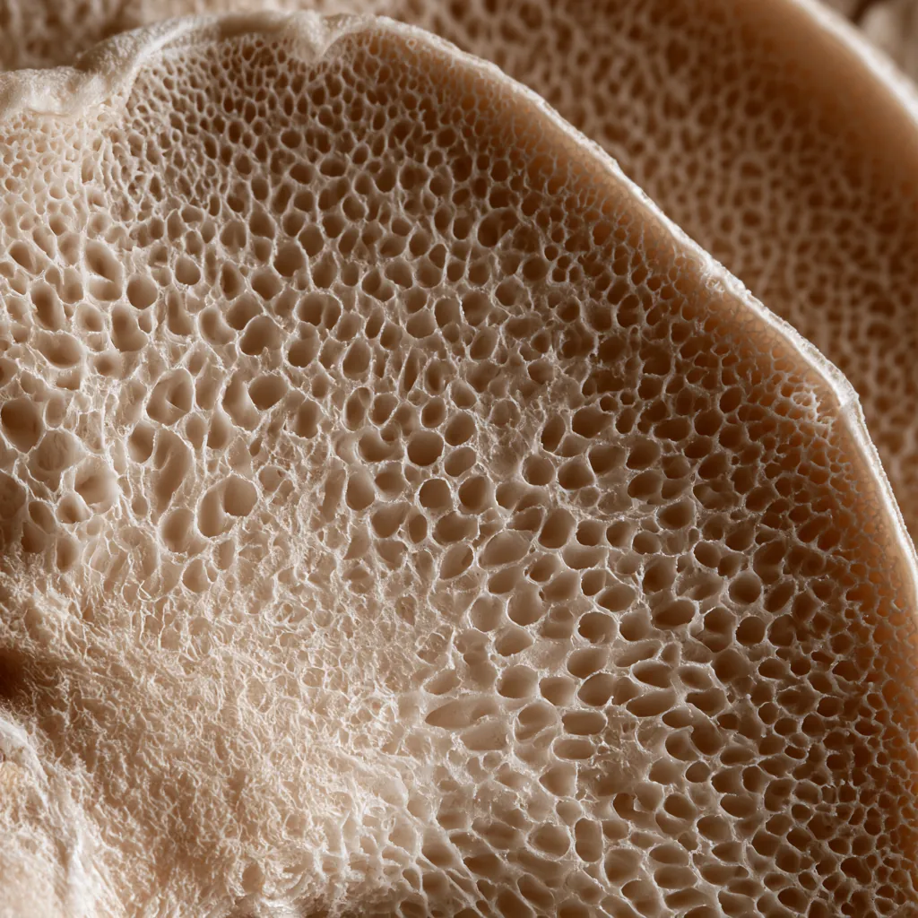 mushroom texture porous mushroom stem close-up fibrous creamy
