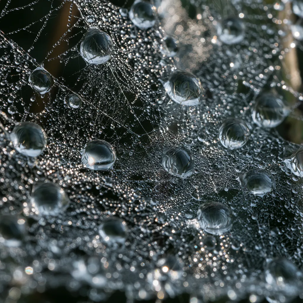 spider texture dense spider web strands covered with dew full