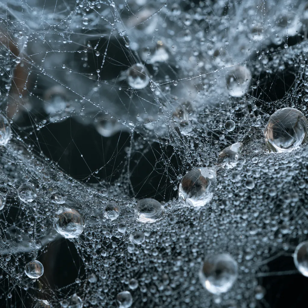 spider texture dense spider web strands covered with dew full