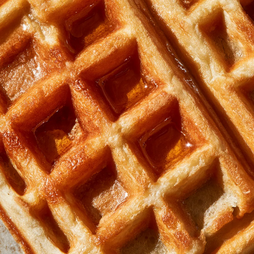 waffle texture fresh baked waffle close-up buttery sheen deta