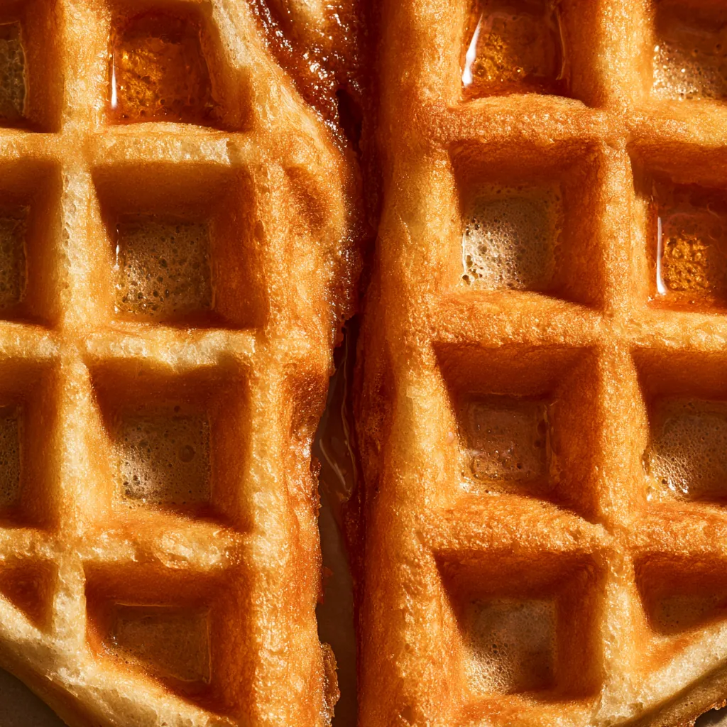 waffle texture fresh baked waffle close-up buttery sheen deta
