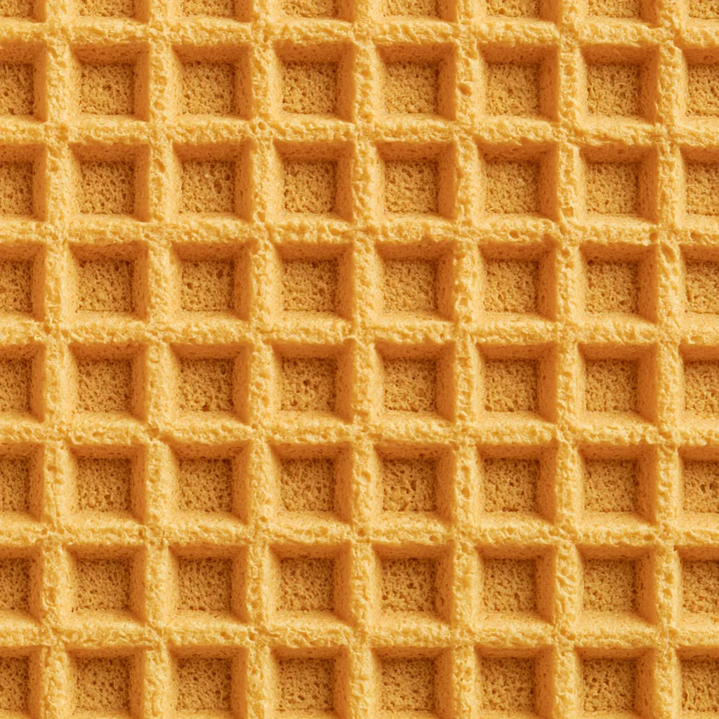 waffle texture full-frame square waffle pattern uniform golde